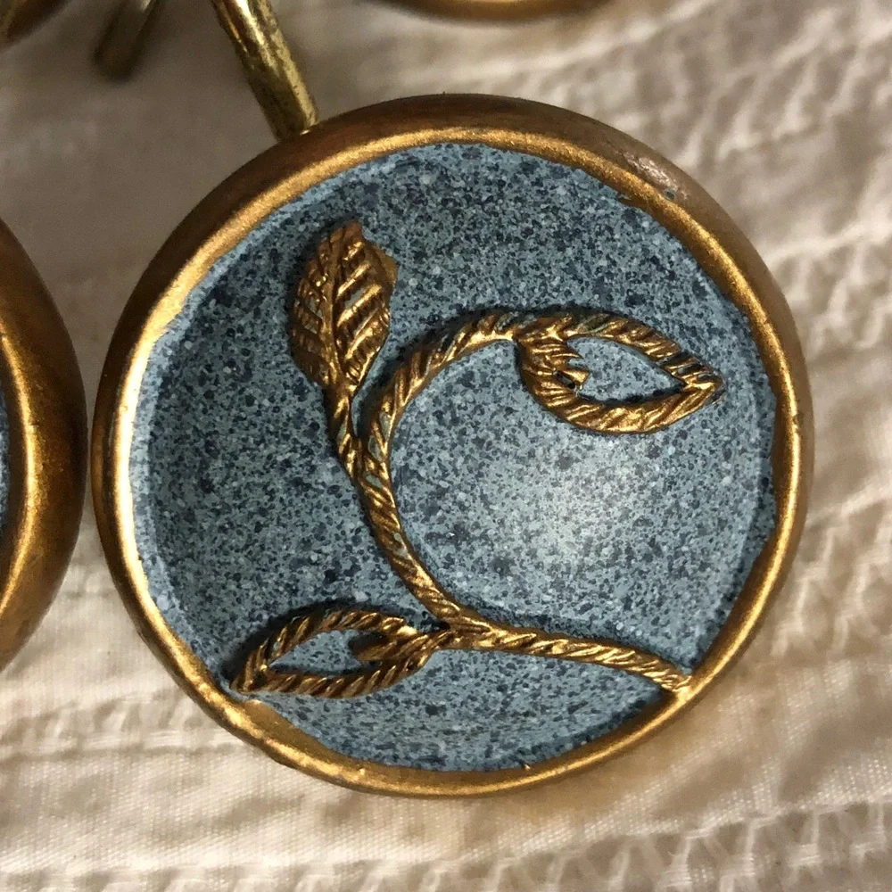 TURQUOISE & GOLD SHOWER CURTAIN HOOKS • SET OF 12